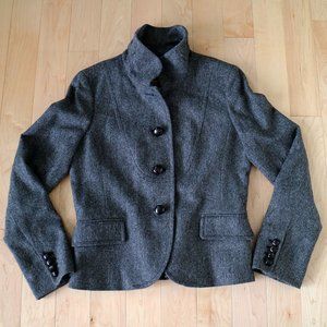 J. Crew EUC Wool Herringbone Bella Blazer Dark Grey Size 8